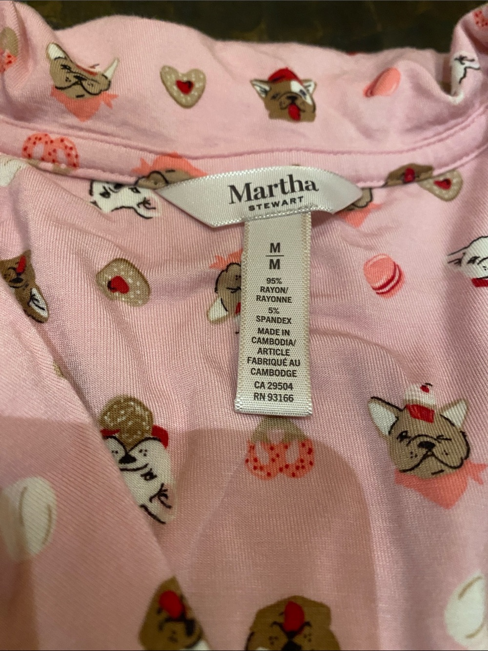 Martha Stewart Short-Sleeve Button-Front Sleepshirt / Nightgown Size Medium